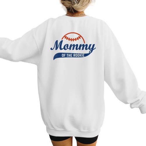 Baseball Mommy Of The Rookie Mom Birthday Baseball Raglan Baseball Tee Women's Sweatshirt Back Print - Sportilla