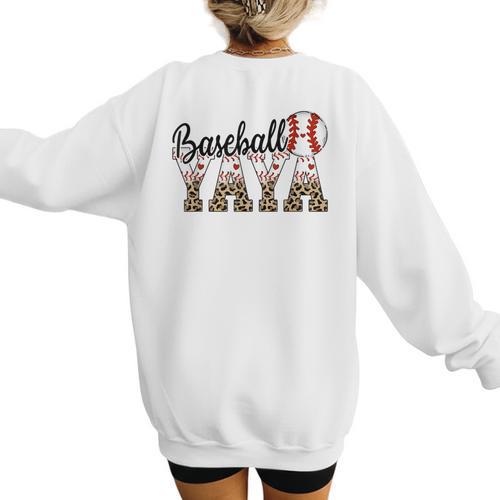 Baseball Yaya Women BallPark Yaya Baseball Mom Mother's Day Women's Sweatshirt Back Print - Sportilla