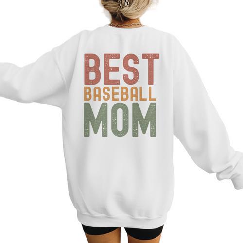 Best Baseball Mom Sports Cute Moms Day Premium Women's Sweatshirt Back Print - Sportilla