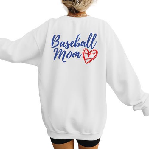 Cute Baseball Mom Heart Matching Mama Mother's Day Women's Women's Sweatshirt Back Print - Sportilla