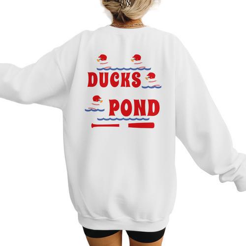 Cute Ducks On The Pond Cute Baseball Mom T-Shirt Women's Sweatshirt Back Print - Sportilla