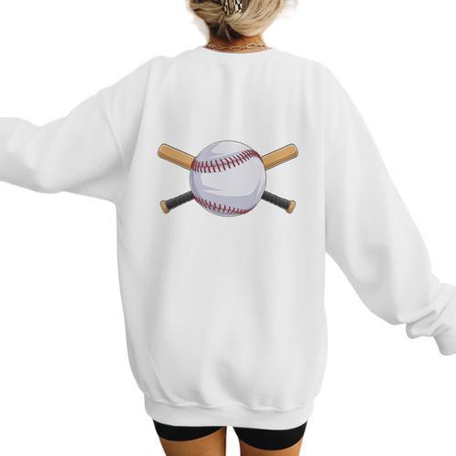 Dugout Mom Baseball Mommy Baseball Mother's Day Women's Sweatshirt Back Print - Sportilla