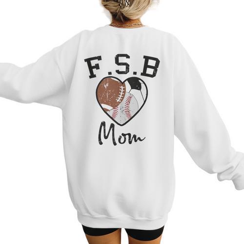 Football Soccer Baseball Mom For Women Women's Sweatshirt Back Print - Sportilla