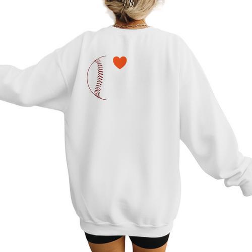 I Heart Hot Baseball Moms Women's Sweatshirt Back Print - Sportilla