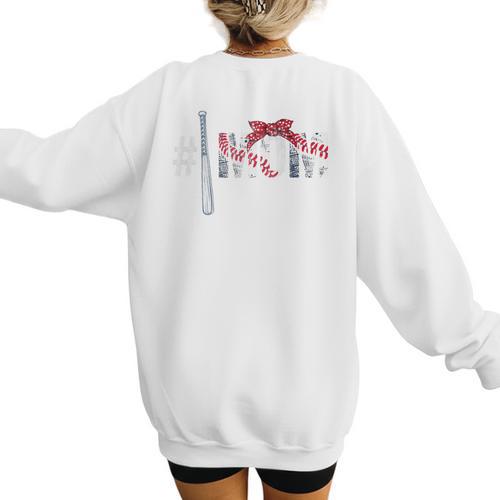 Number One Baseball Mom For Mothers Day Baseball Mommy Premium Women's Sweatshirt Back Print - Sportilla