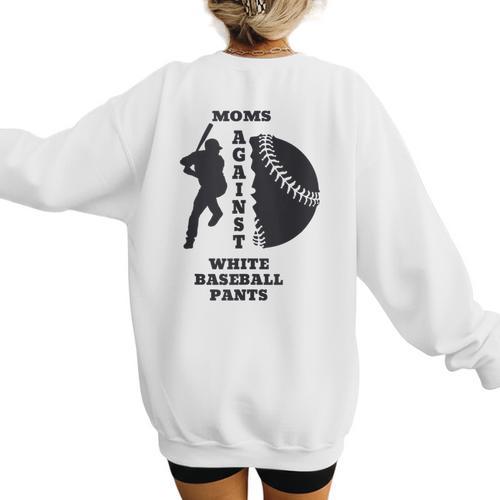 Retro Moms Against Baseball Pants Baseball Mom Women's Sweatshirt Back Print - Sportilla