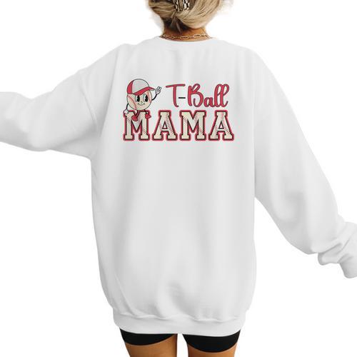 Retro Tball Mama Art Baseball Mom Softball Women's Sweatshirt Back Print - Sportilla
