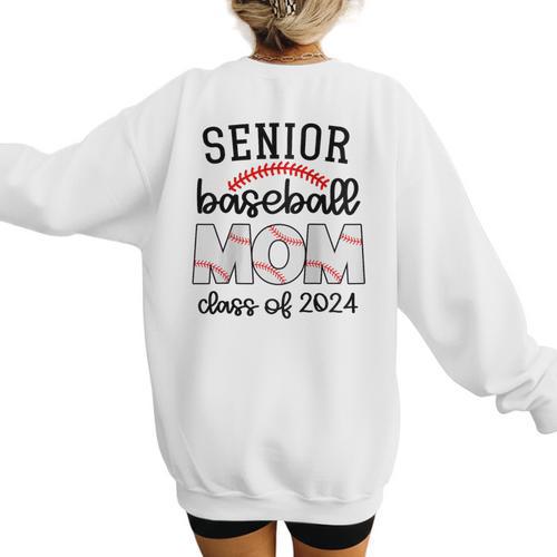 Senior Baseball Mom Class Of 2024 High School College Sports Raglan Baseball Tee Women's Sweatshirt Back Print - Sportilla