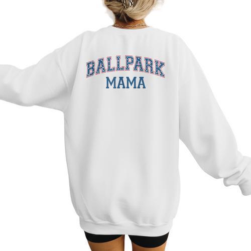 Spring 2024 Season Cute Baseball Mom Ballpark Mama Women's Sweatshirt Back Print - Sportilla