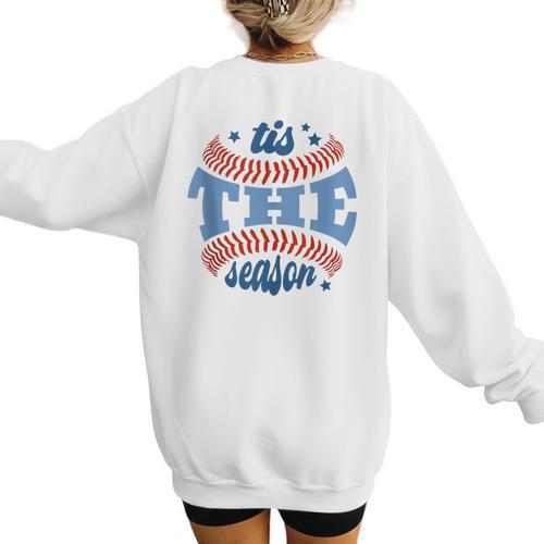 Tis The Season Baseball Mom Enthusiast Joy Women's Sweatshirt Back Print - Sportilla