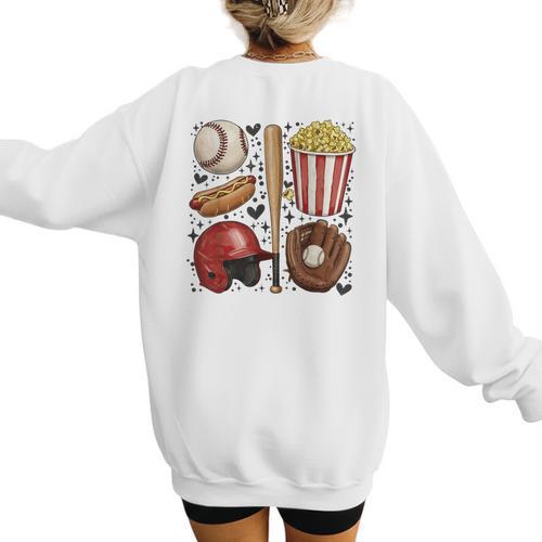 Tis The Season Baseball Mom Game Day Cheering Sports Lover Women's Sweatshirt Back Print - Sportilla