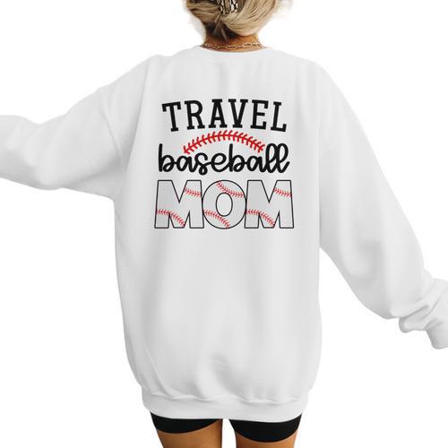 Travel Baseball Mom Sports Mom Baseball Mama Women's Sweatshirt Back Print - Sportilla