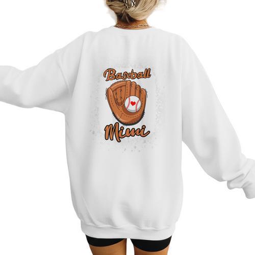 Women Baseball Mom Shirt Baseball Season Shirt Mothers Day Women's Sweatshirt Back Print - Sportilla