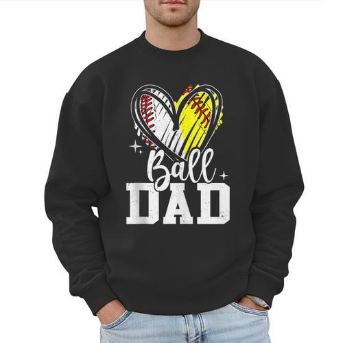 Ball Dad Softball Baseball Dad Daddy Men Sweatshirt - Sportilla