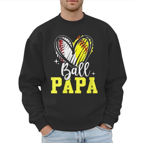 Ball Papa Softball Baseball Dad Daddy Men Sweatshirt - Sportilla