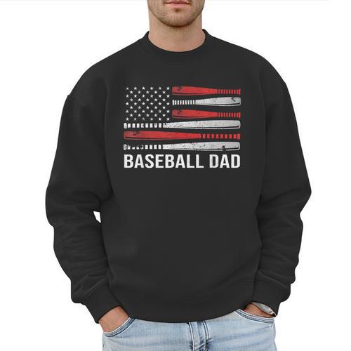 Baseball Dad Father's Day US Flag Baseball Men Sweatshirt - Sportilla