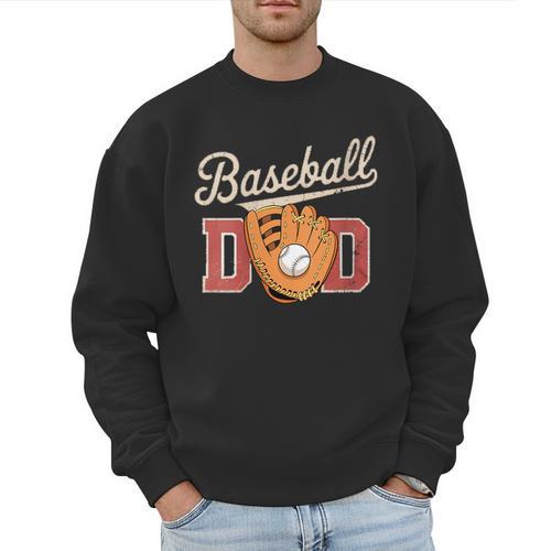 Baseball Dad Fireball Sports Father Fathers Day Daddy Men Sweatshirt - Sportilla