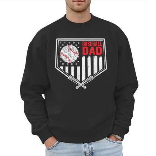 Baseball Dad Men USA American Flag Fathers Day 4th Of July Men Sweatshirt - Sportilla