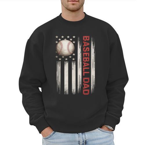 Baseball DAD USA American Flag Fathers Day 4th Of July Men Sweatshirt - Sportilla