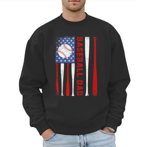 Baseball Dad USA American Flag Father's Day 4th Of July Men Sweatshirt - Sportilla