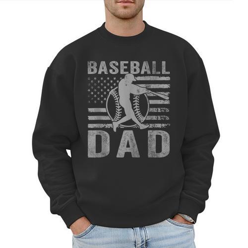 Baseball Dad USA American Flag Father's Day Men Men Sweatshirt - Sportilla