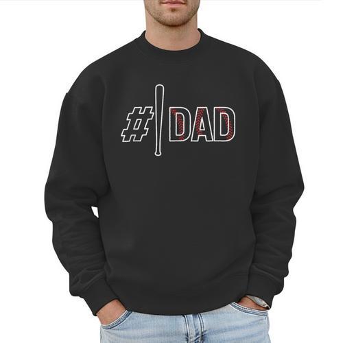 Baseball Player Dad Father's Day Number One Baseball Dad Men Sweatshirt - Sportilla