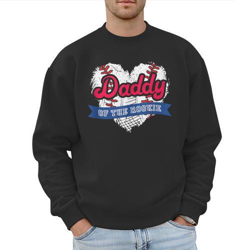 Daddy Of The Rookie Baseball Dad Retro Love Heart Birthday Men Sweatshirt - Sportilla