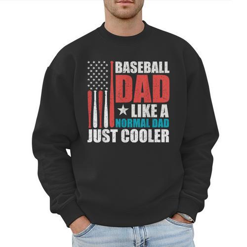 Patriotic Baseball Dad Father's Day American Flag Men Sweatshirt - Sportilla