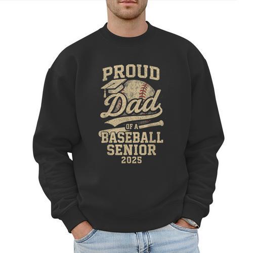 Proud Dad Of A Baseball 2025 Senior Vintage Baseball Dad Men Sweatshirt - Sportilla