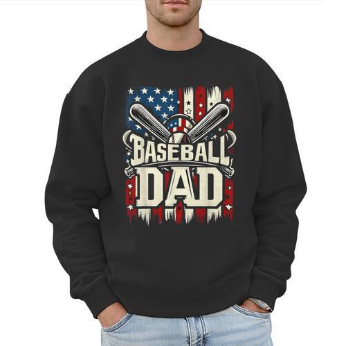 Retro American Flag Baseball Dad Father's Day Men Sweatshirt - Sportilla
