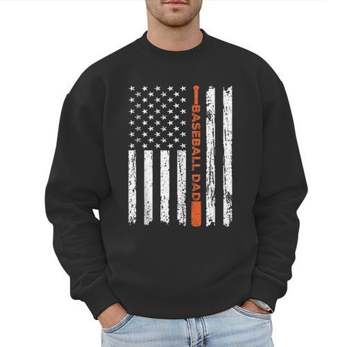 Retro Baseball Dad American Flag Father's Day 4th Of July Men Sweatshirt - Sportilla