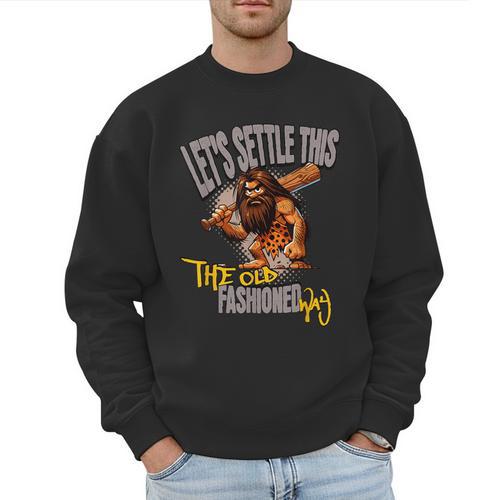 Stoneage Caveman Neolithic History Baseball Dad Father Men Sweatshirt - Sportilla