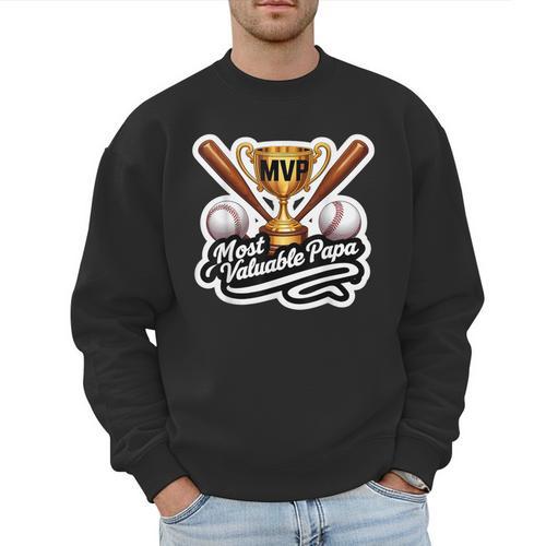 Most Valuable Papa Baseball Dad Coach Player Father's Day Men Sweatshirt - Sportilla