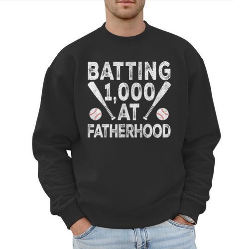 Vintage Baseball Dad Batting 1000 At Fatherhood Men Sweatshirt - Sportilla