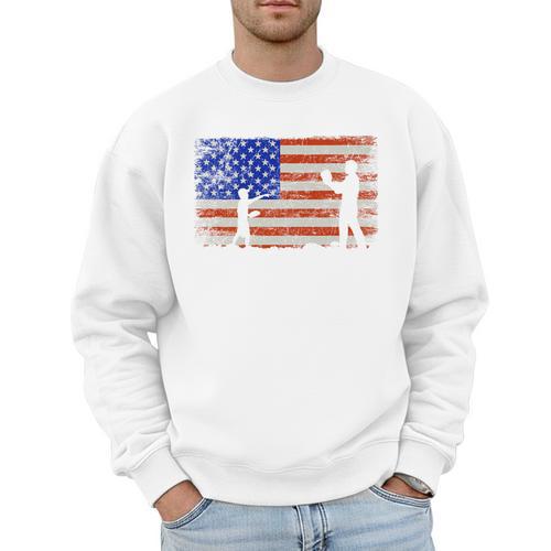 Baseball Coach Baseball Dad American Flag Premium Men Sweatshirt - Sportilla