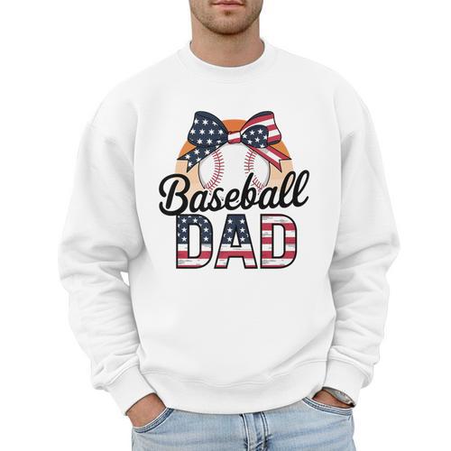 Baseball Dad American Flag Bow Sports Premium Men Sweatshirt - Sportilla