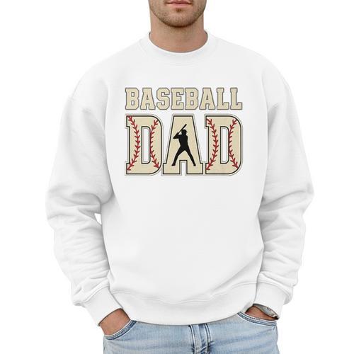 Baseball Dad Distressed Bold Stitch Graphic Sports Father Premium Men Sweatshirt - Sportilla