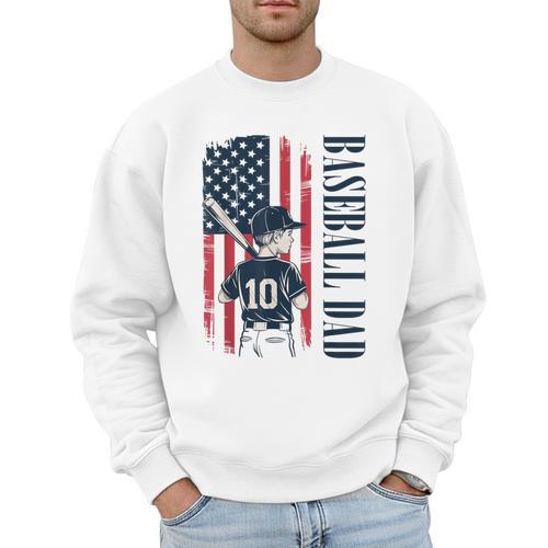 Baseball Dad Flag Tee I Raised Mine Ballpark Dad Men Sweatshirt - Sportilla