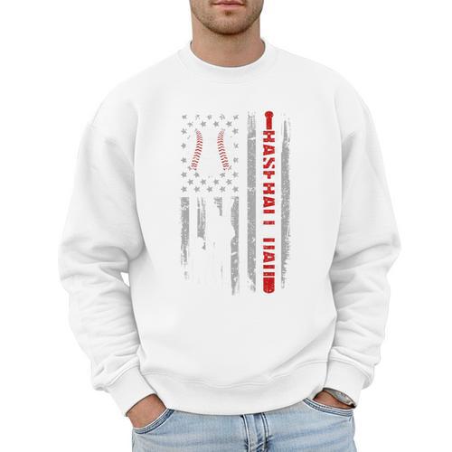 Father's Day USA Flag Patriotic Baseball Dad Premium Men Sweatshirt - Sportilla