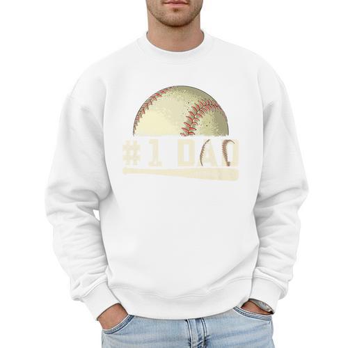 Number One Baseball Dad Fathers Day Baseball Player Dad Papa Premium Men Sweatshirt - Sportilla