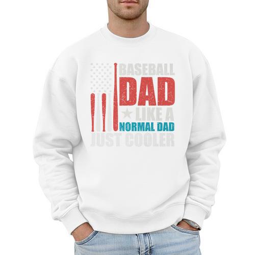 Patriotic Baseball Dad Father's Day American Flag Premium Men Sweatshirt - Sportilla