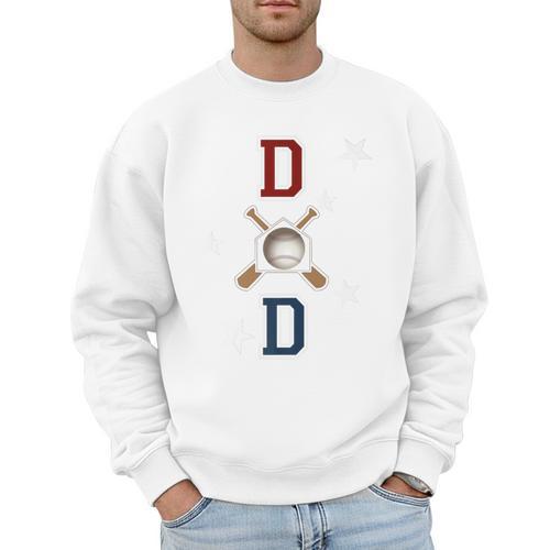 Patriotic Baseball Dad Father's Day Red Blue Star Premium Men Sweatshirt - Sportilla