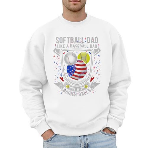 Softball Dad Like A Baseball Dad 4th Of July USA Retro Flag Premium Men Sweatshirt - Sportilla