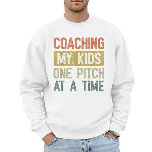 Vintage Baseball Dad Coaching My Kids One Pitch At A Time Men Sweatshirt - Sportilla