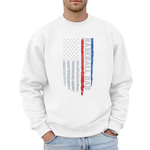 Vintage Baseball US Flag Tee Baseball Dad Player Coach Premium Tri-Blend Men Sweatshirt - Sportilla