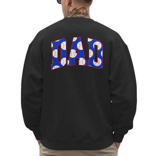 Baseball Dad Bold Varsity Style Letters Sport Themed Men's Sweatshirt Back Print - Sportilla