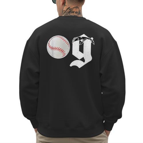 Baseball Dad Coach Old Head OG Old School Baller Men's Sweatshirt Back Print - Sportilla