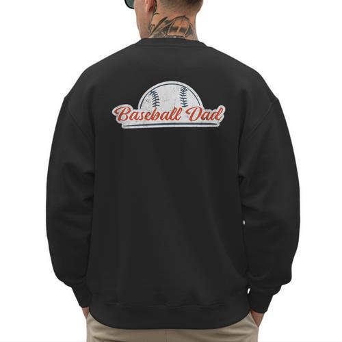 Baseball Dad Cool Simple Vintage Look Sports Graphic Men's Sweatshirt Back Print - Sportilla