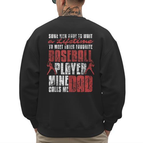 Baseball Dad Cute Love Sports Pitcher Catcher Baseball Men's Sweatshirt Back Print - Sportilla