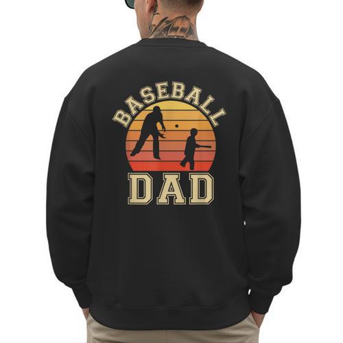 Baseball Dad Father Son Proud Daddy Papa Grandpa Sports Men's Sweatshirt Back Print - Sportilla
